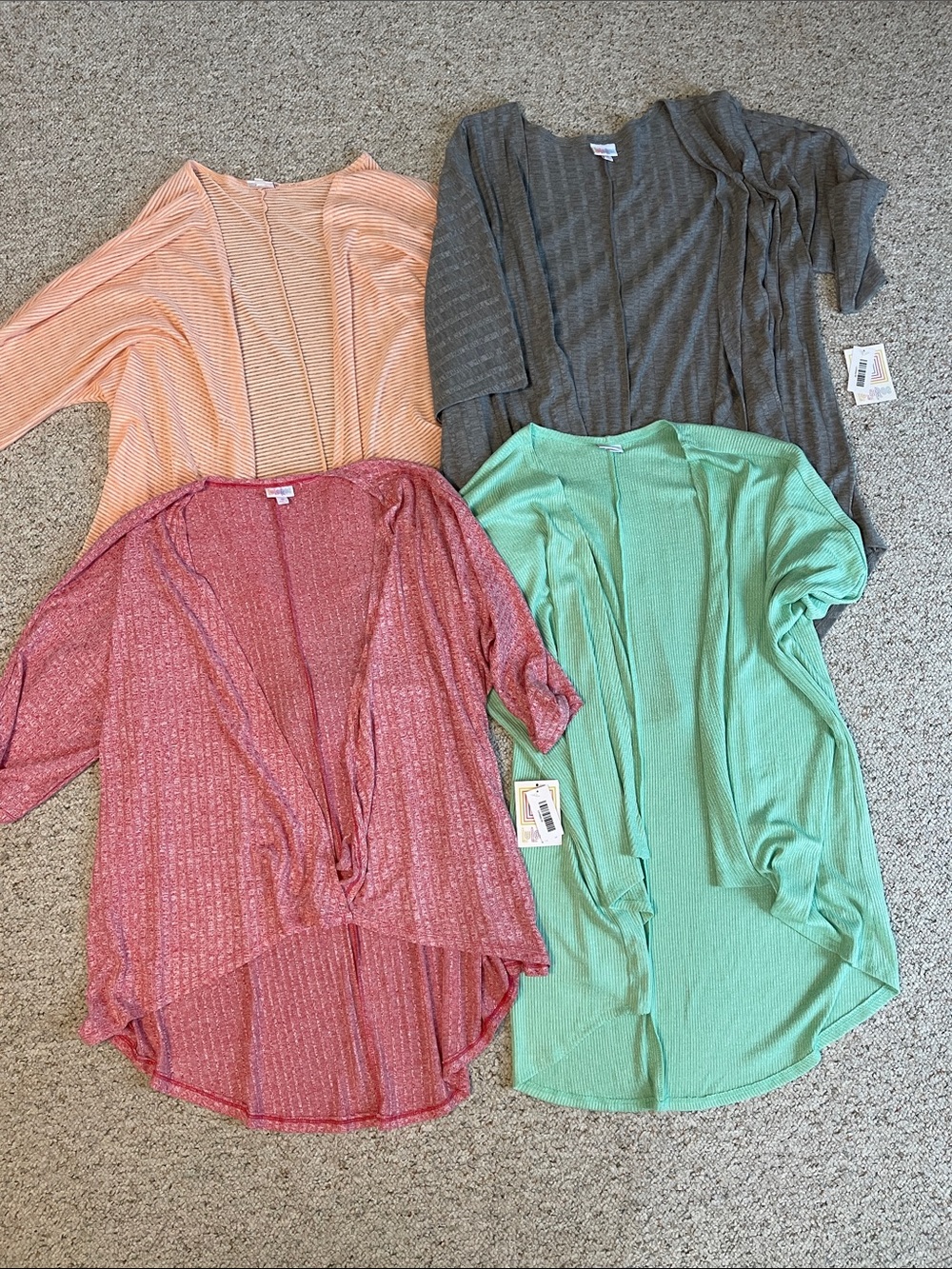LuLaRoe Lindsey Knit Cardigan Lot of 4